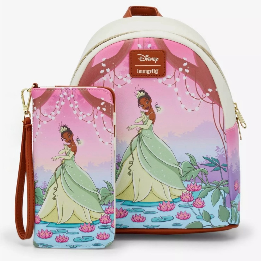 Loungefly Disney Princess And The Frog Tiana Bayou Sunset Mini Backpack w/wallet